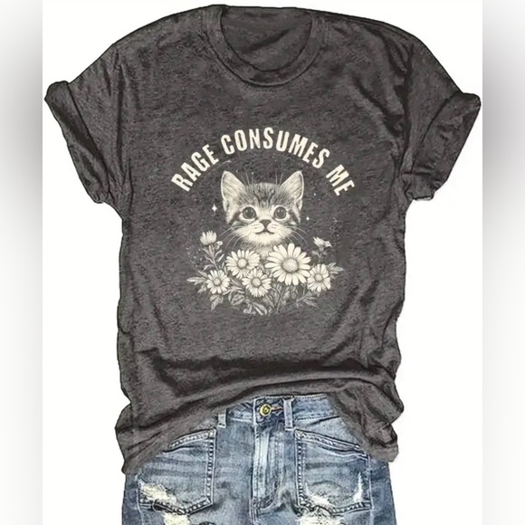Tops - Rage Consumes Me Cat Tee – Size Medium (Unisex Fit)
